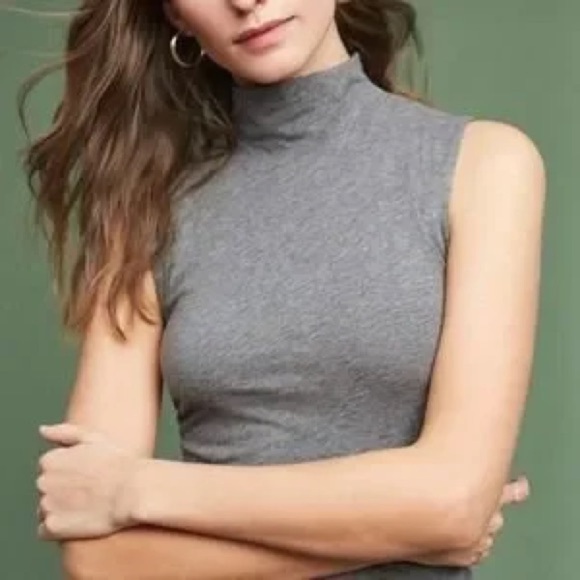 NWT new Anthropologie velvet graham & spencer sleeveless mock neck top gray med - Picture 6 of 14